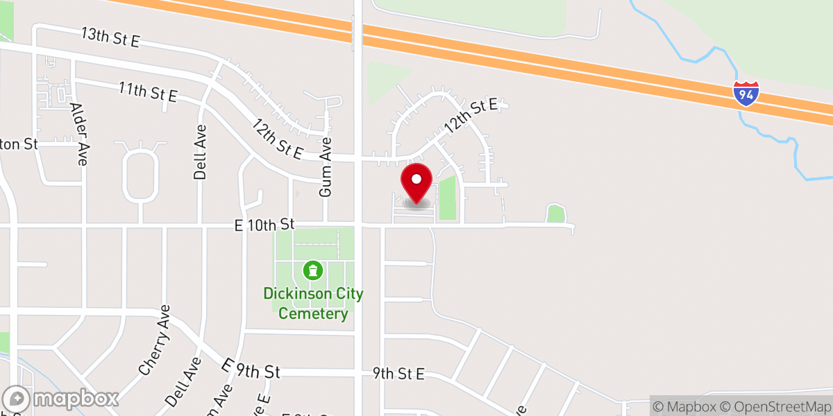 Map showing location of Hillside Baptist Church
