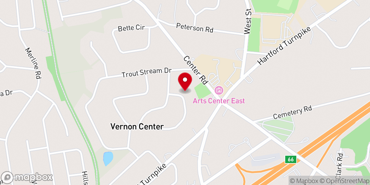 Map showing location of Tolland County Church-Christ