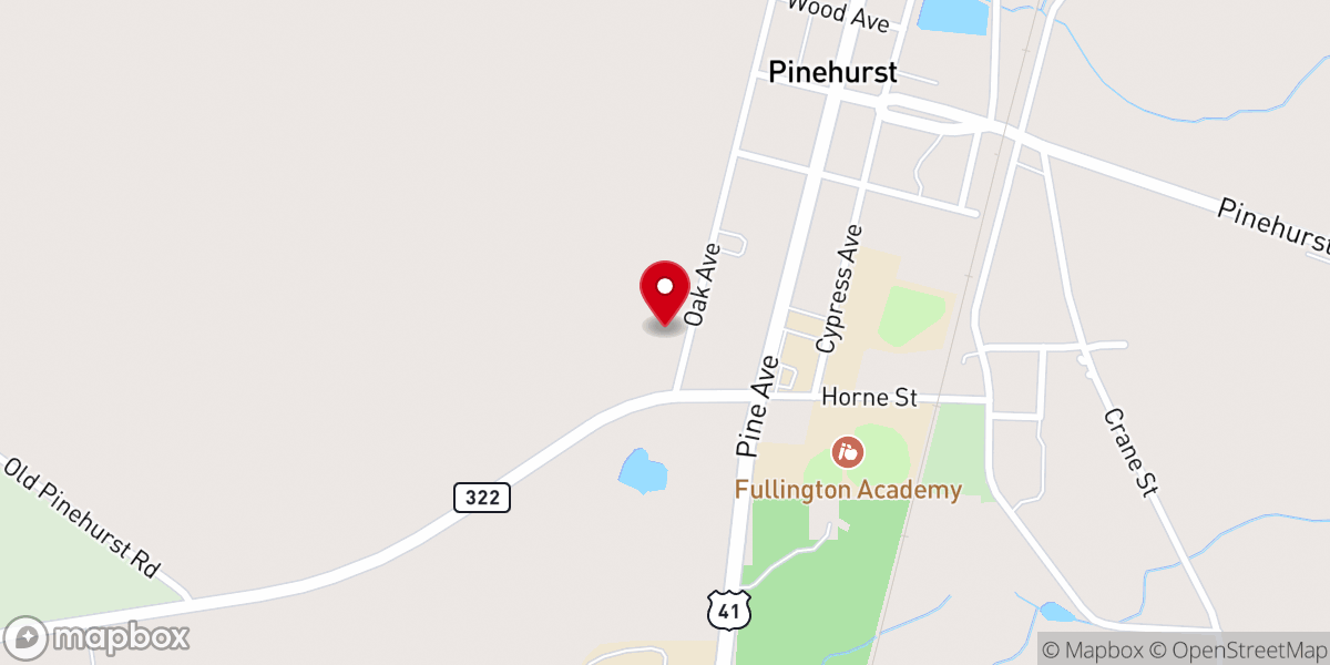 Map showing location of Pinehurst Baptist Church