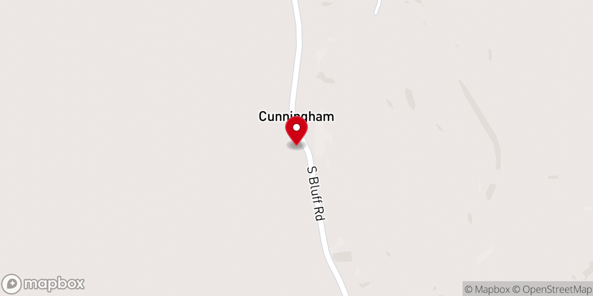 Map showing location of Cunningham Church