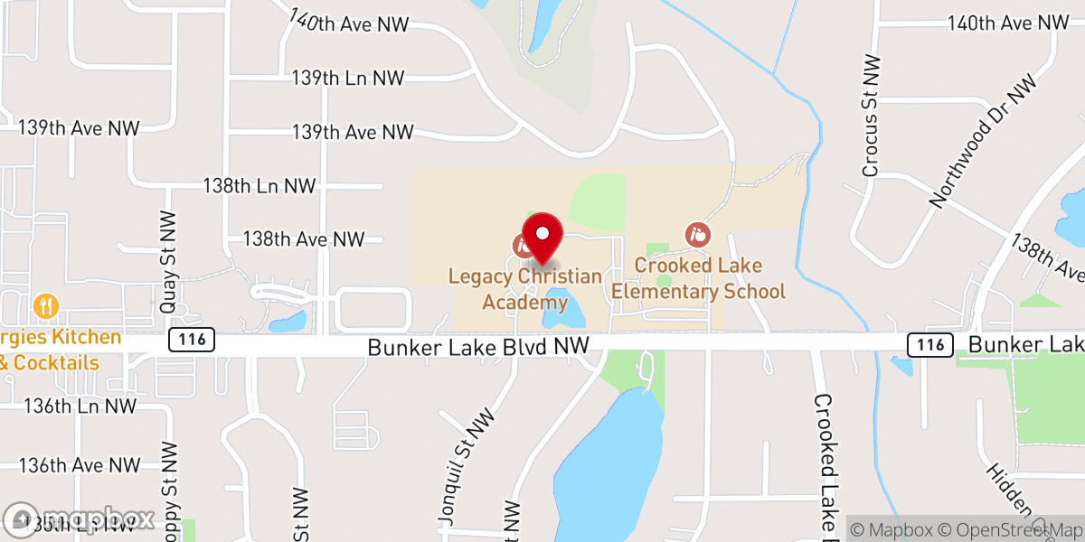 Map showing location of Meadow Creek Church