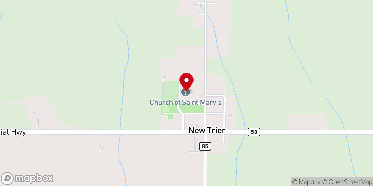 Map showing location of St. Mary’s Catholic Church