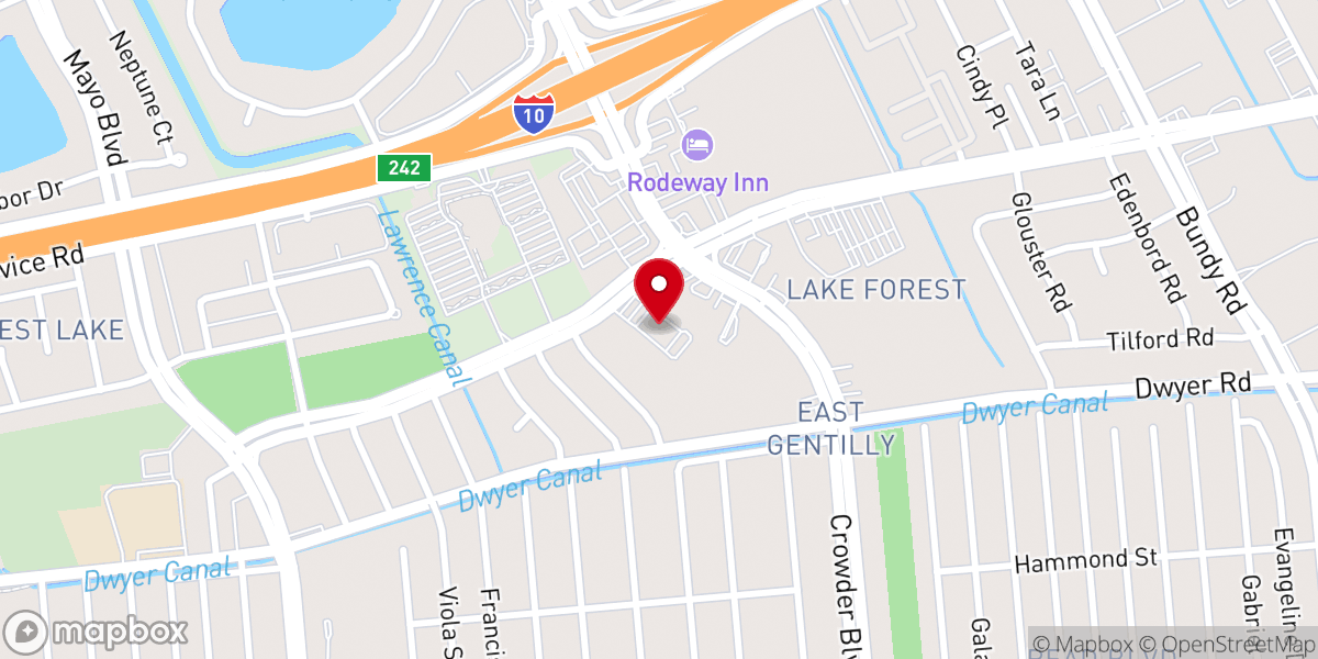Map showing location of Church at New Orleans East