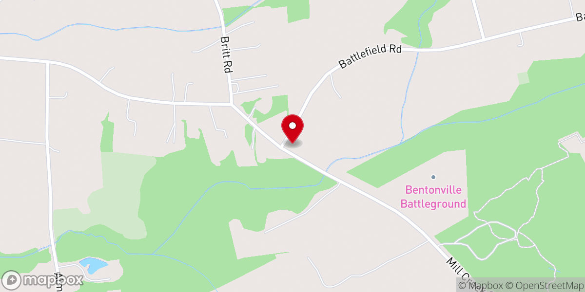 Map showing location of Mill Creek Christian Church