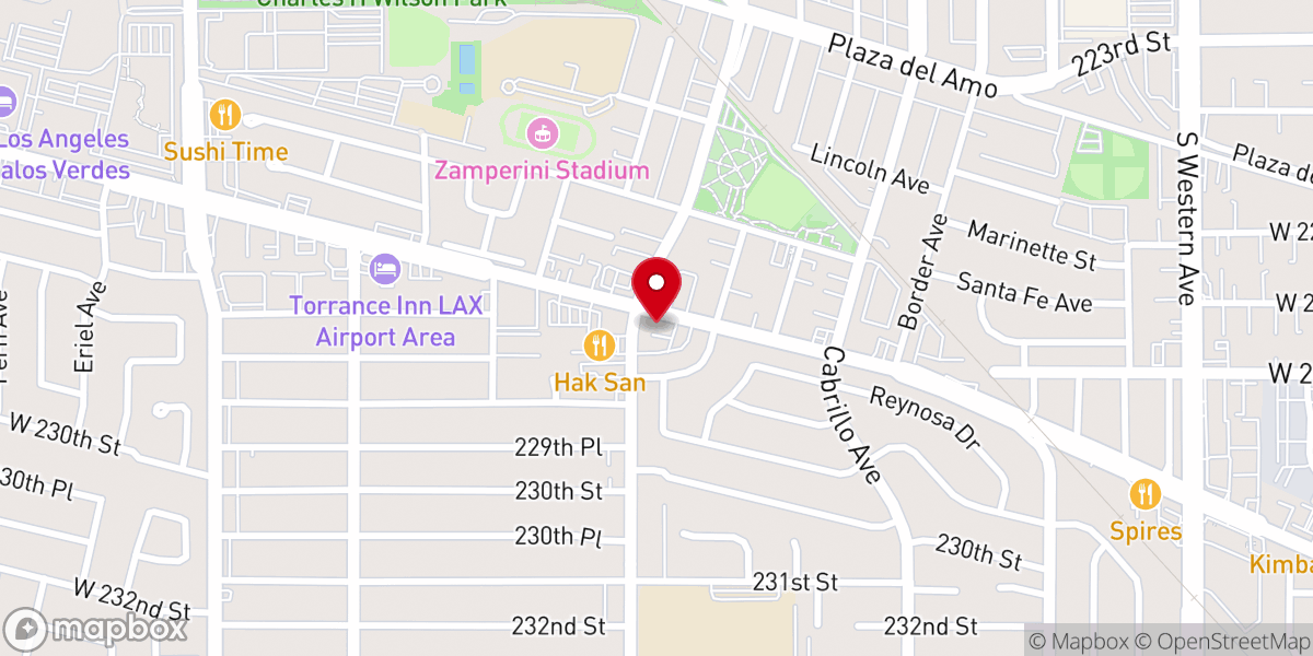 Map showing location of Torrance Foursquare Church
