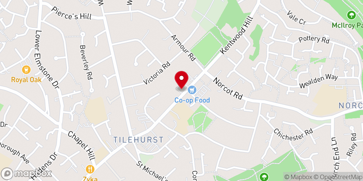Map showing location of Tilehurst Methodist Church