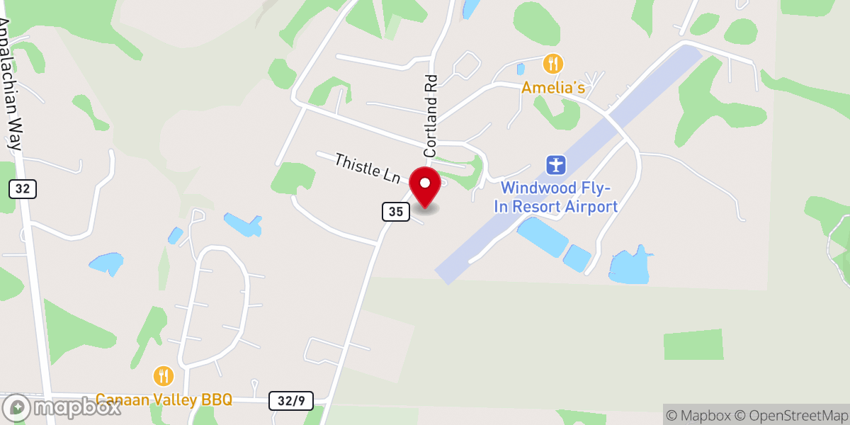 Map showing location of Canaan Valley Baptist Church