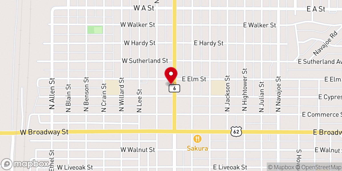 Map showing location of First Methodist Church of Altus