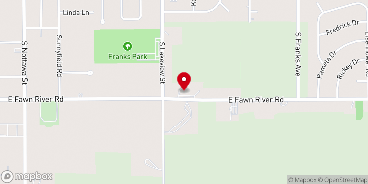 Map showing location of Sturgis Baptist Church