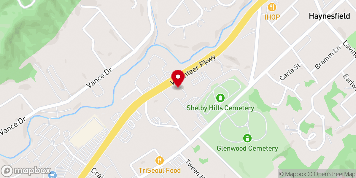 Map showing location of Parkway Baptist Worship Center