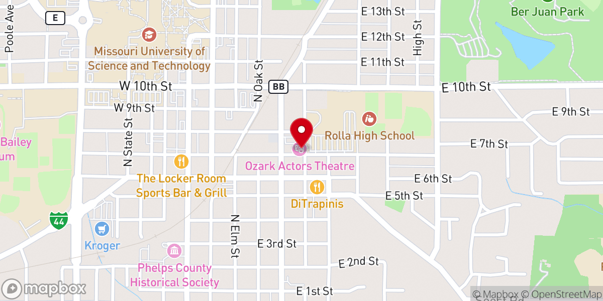 Map showing location of Ozark Actors Theatre
