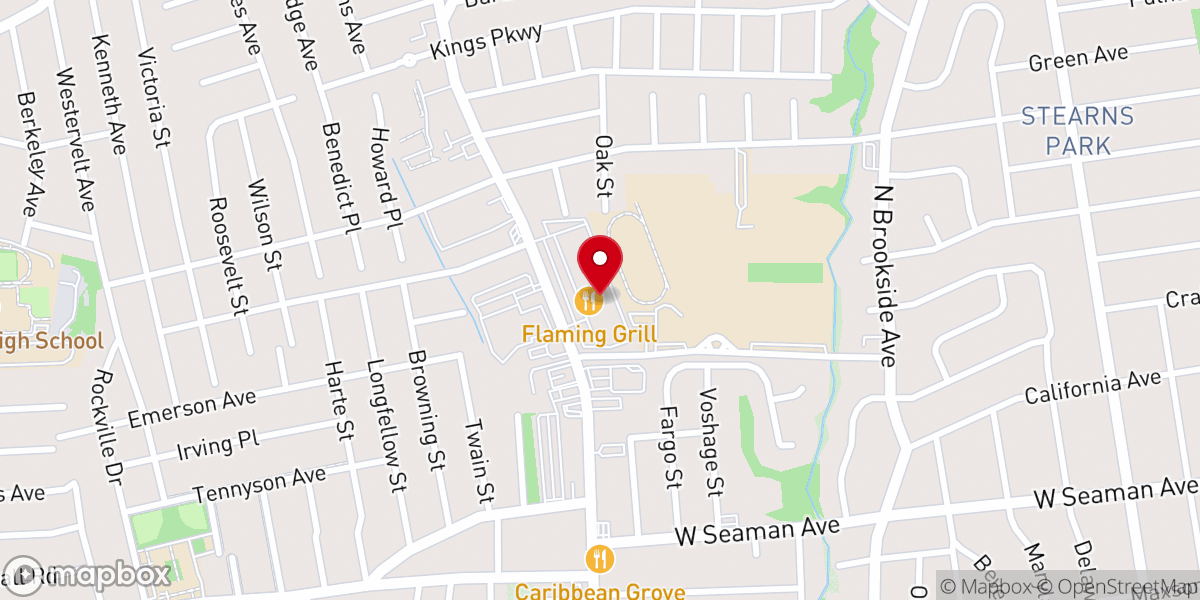 Map showing location of Flaming Grill and Supreme Buffet
