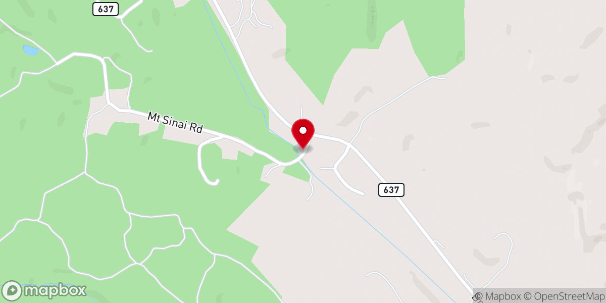 Map showing location of Mount Sinai Church