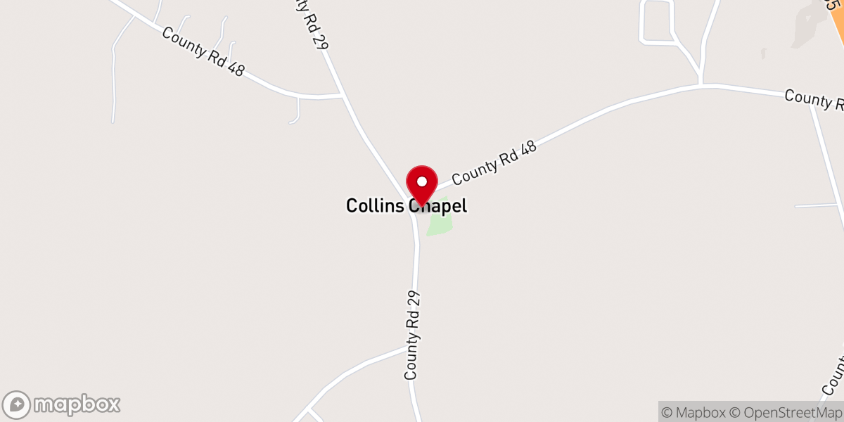Map showing location of Collins Chapel Baptist Church