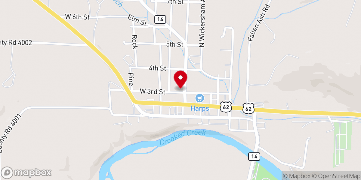 Map showing location of First Baptist Church
