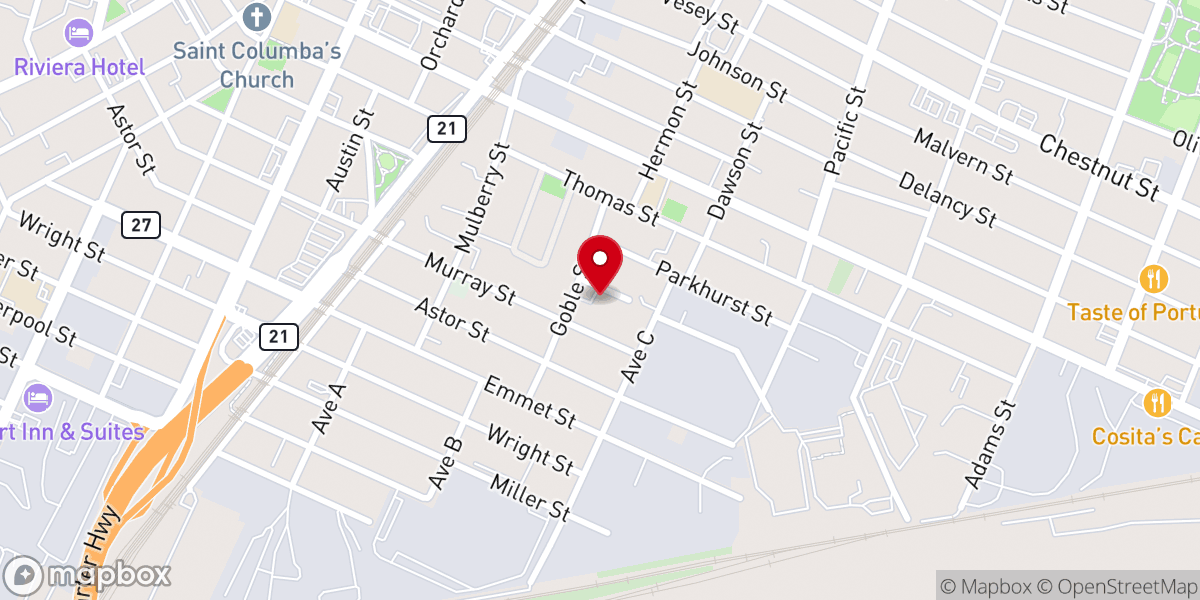 Map showing location of Cathedral Assembly of God
