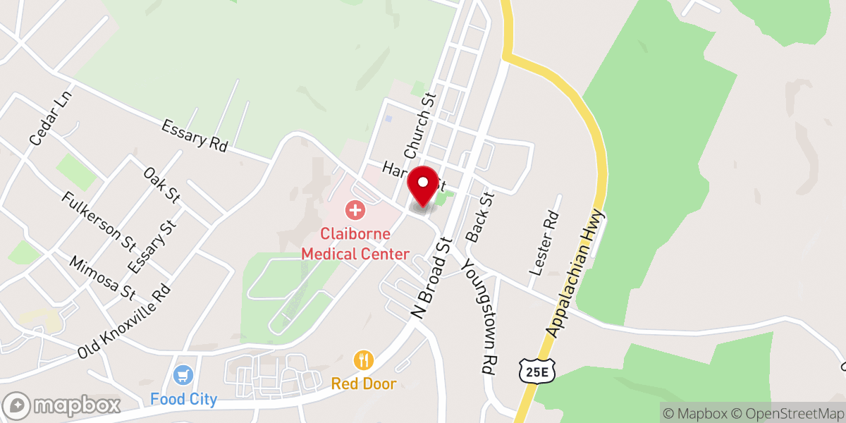 Map showing location of Tazewell United Methodist Church