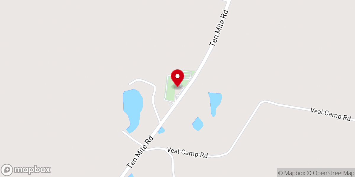Map showing location of Tenmile Church