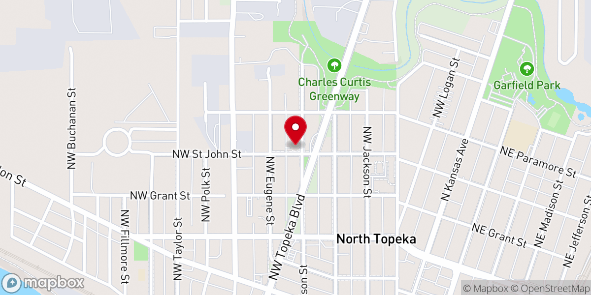 Map showing location of Heartland Worship Center
