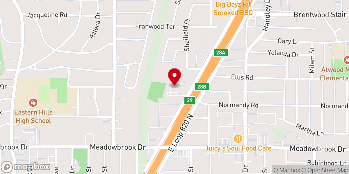 Map showing location of Fort Worth East District Church