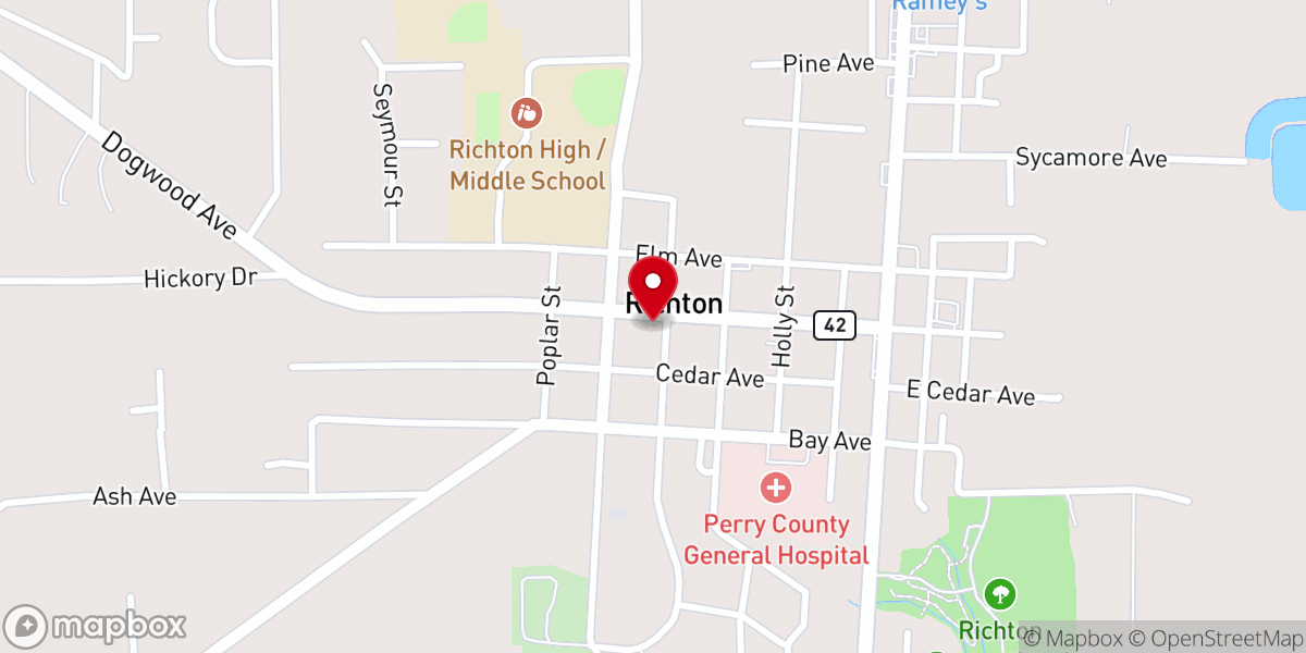 Map showing location of Richton Methodist Church