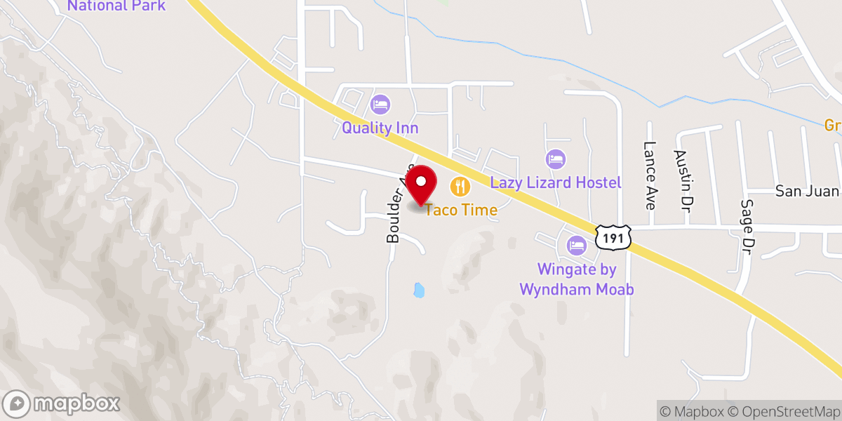 Map showing location of Moab Christian Center
