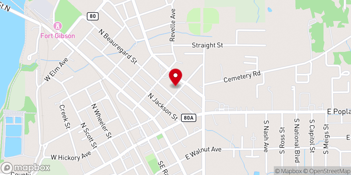 Map showing location of First Baptist Church