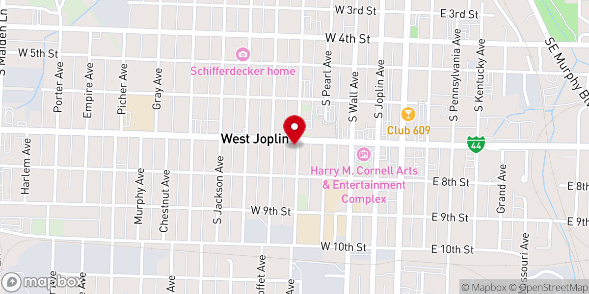 Map showing location of St Philip's Episcopal Church, Joplin, MO