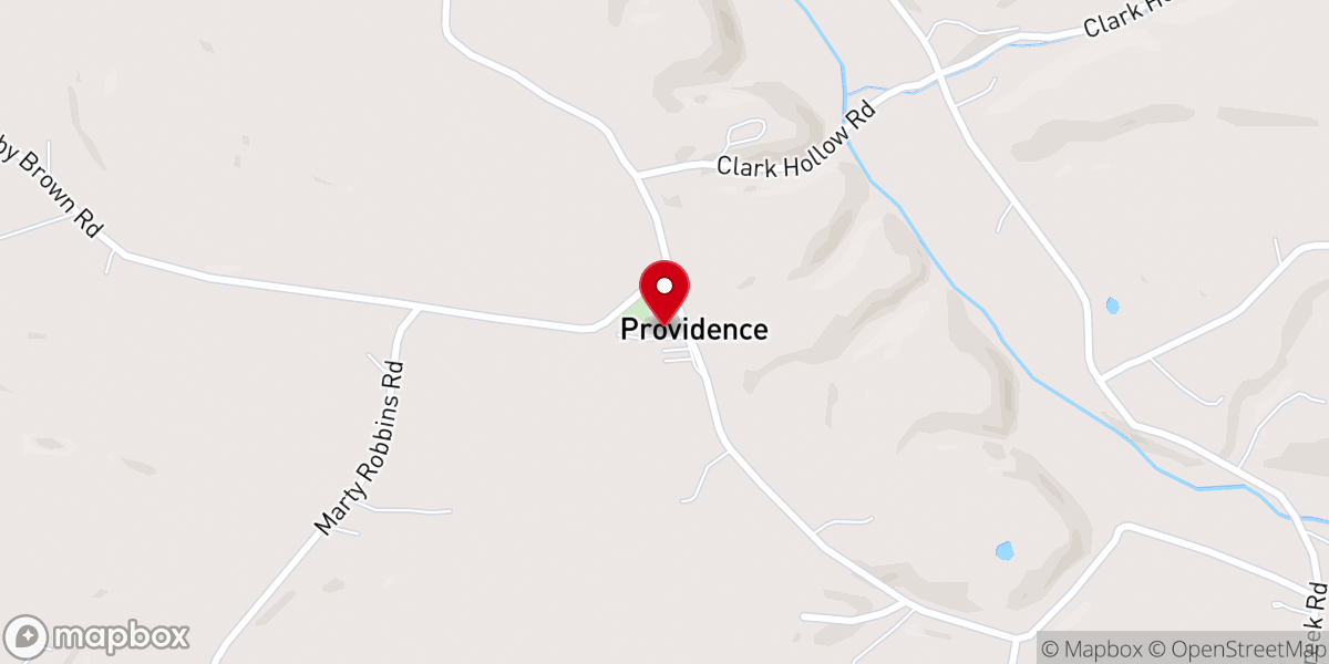 Map showing location of Providence General Baptist Church