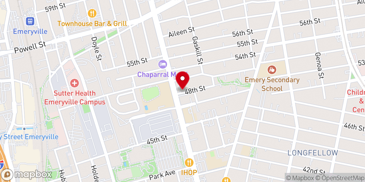 Map showing location of Emeryville Church of Christ