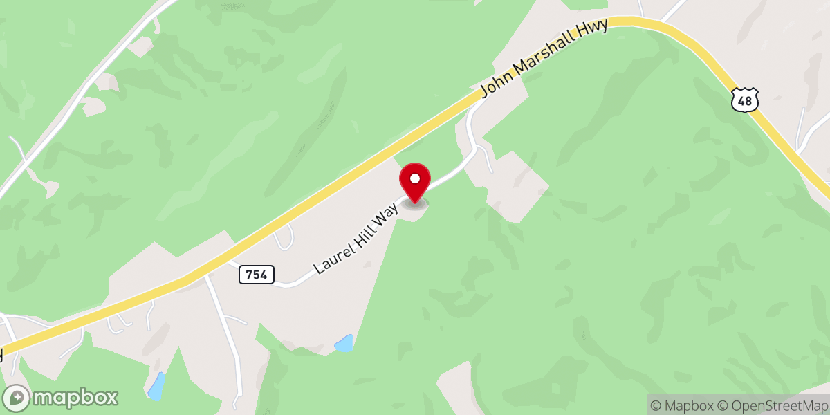 Map showing location of Laurel Hill Christian Church