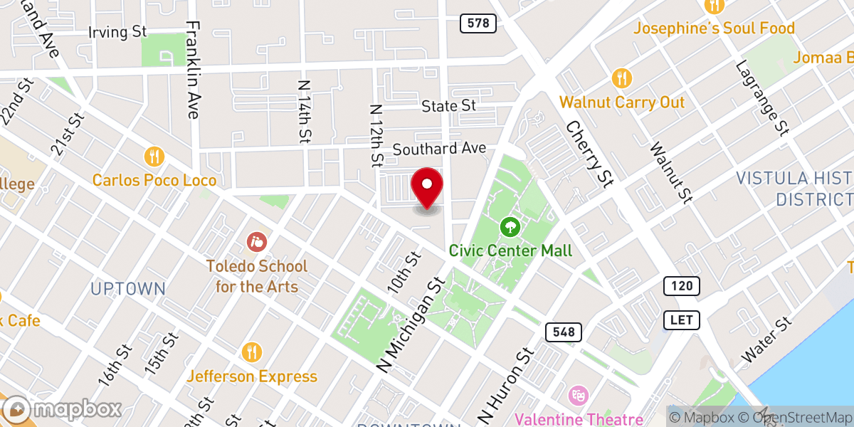 Map showing location of Glass City Dharma