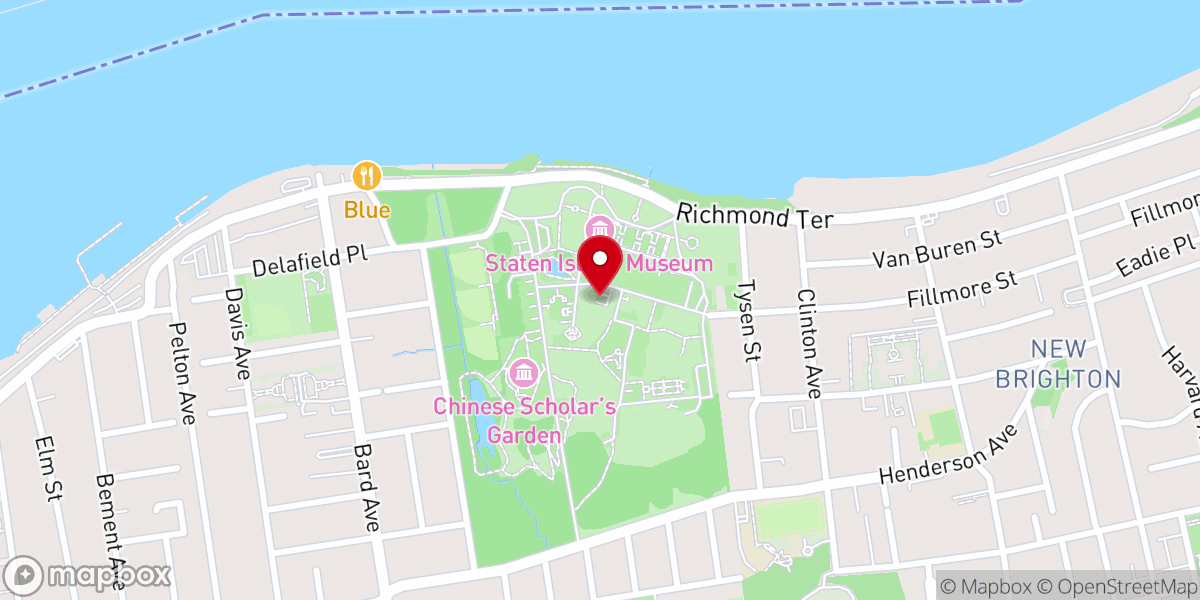 Map showing location of Snug Harbor Cultural Center & Botanical Garden