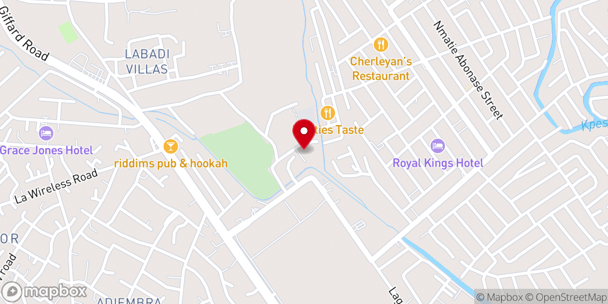 Map showing location of RCCG The Ambassadors Ghana