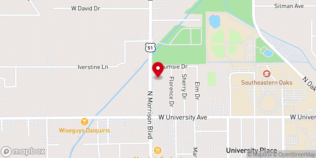 Map showing location of College Town Baptist Church