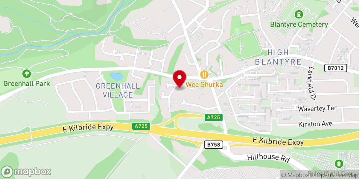 Map showing location of Blantyre Old Parish Church