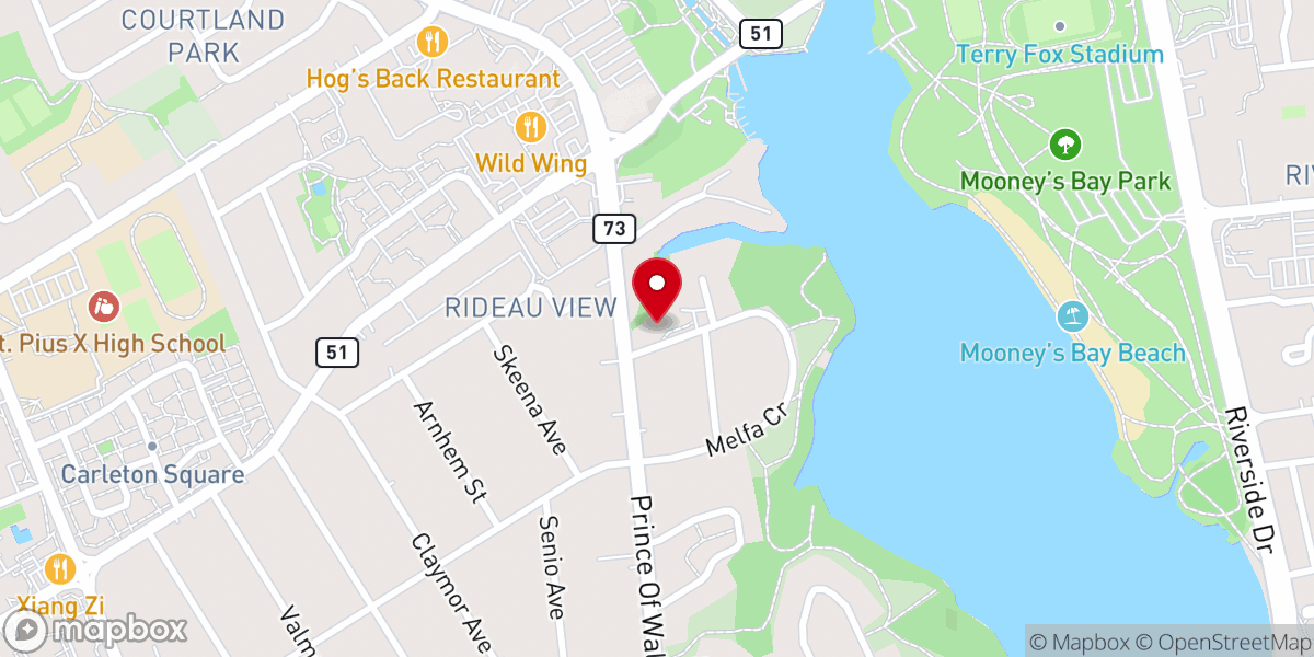 Map showing location of Carleton Memorial United Church