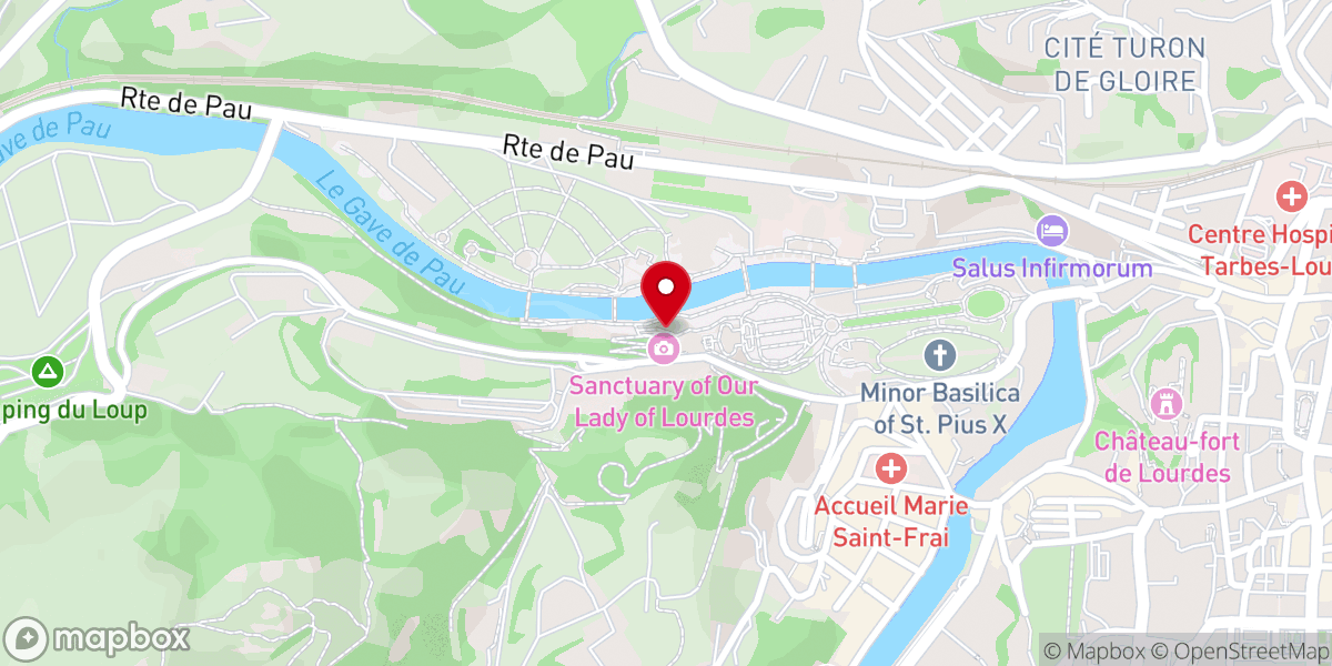 Map showing location of Grotte de Massabielle