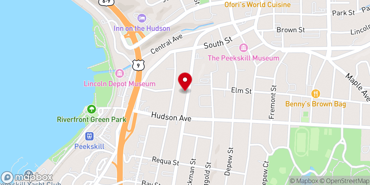 Map showing location of Peekskill Christian Center