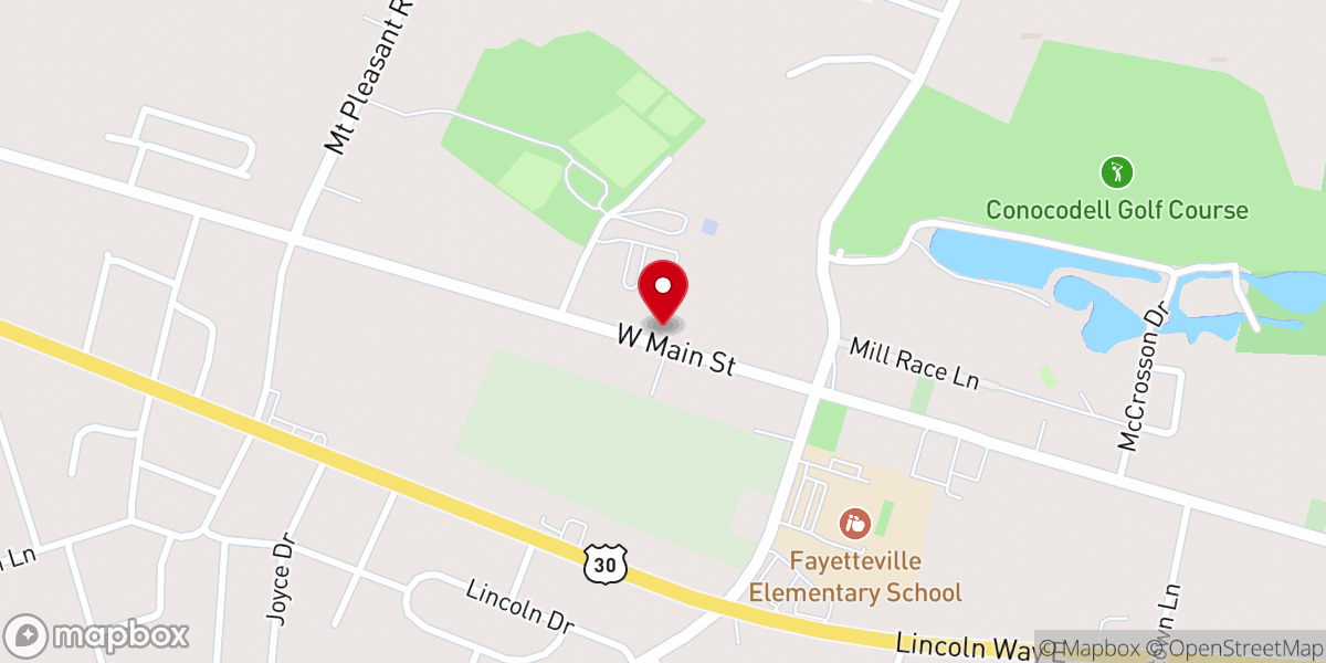 Map showing location of Fayetteville Otterbein Church