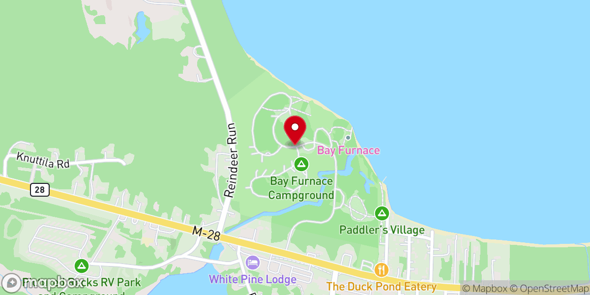 Map showing location of Bay Furnace Campground