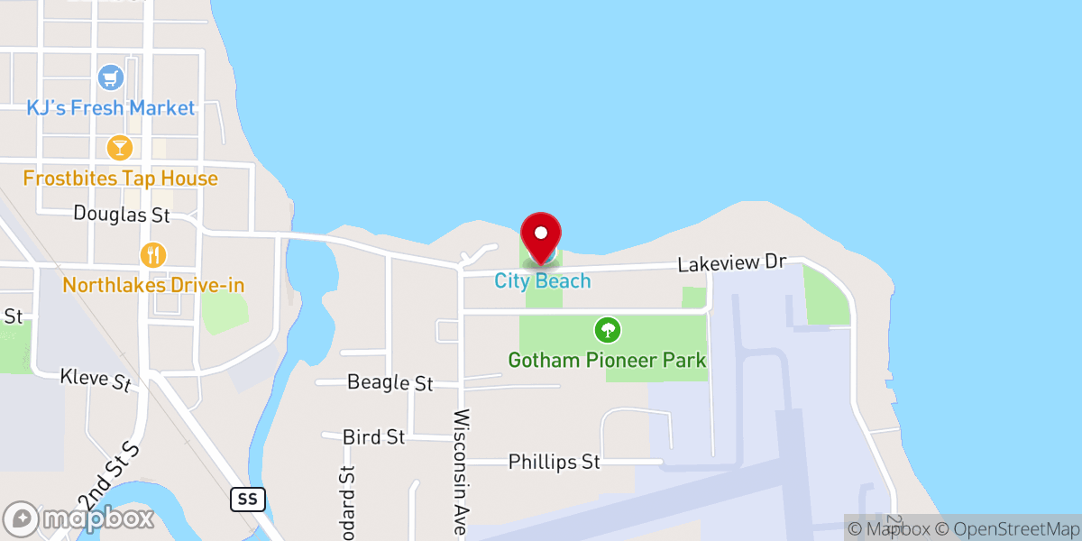 Map showing location of City of Chetek City Beach