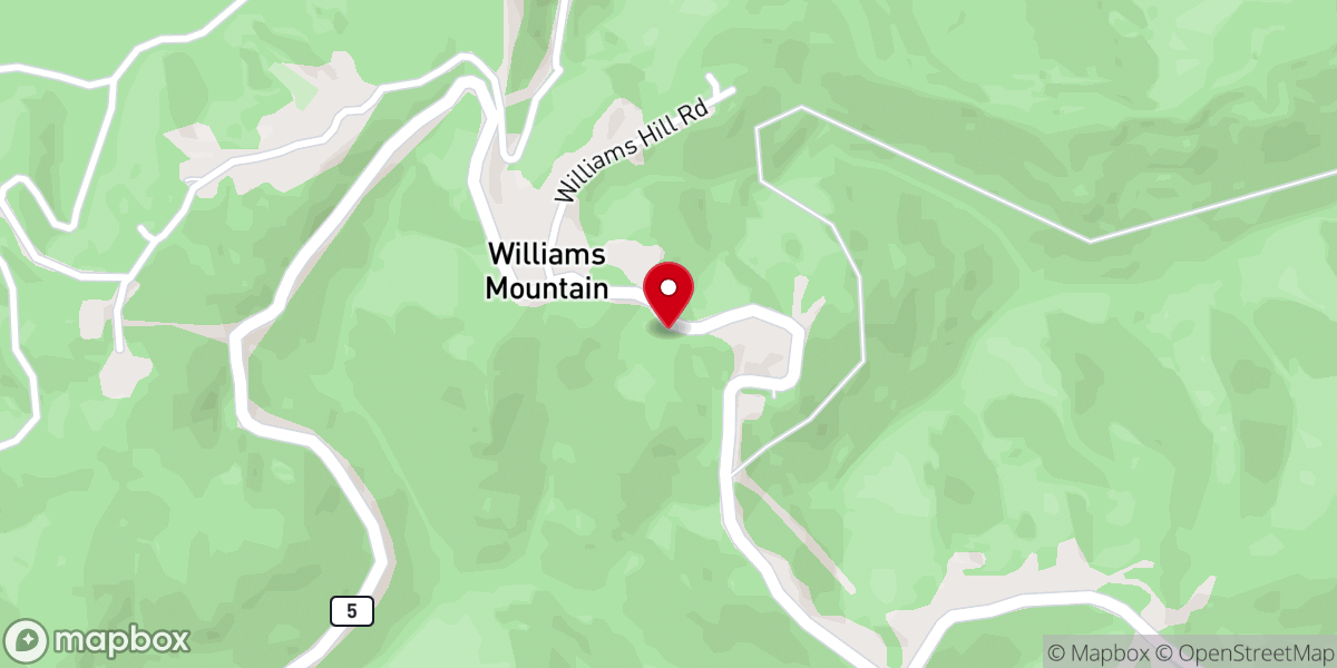 Map showing location of Williams Mountain Church of Christ