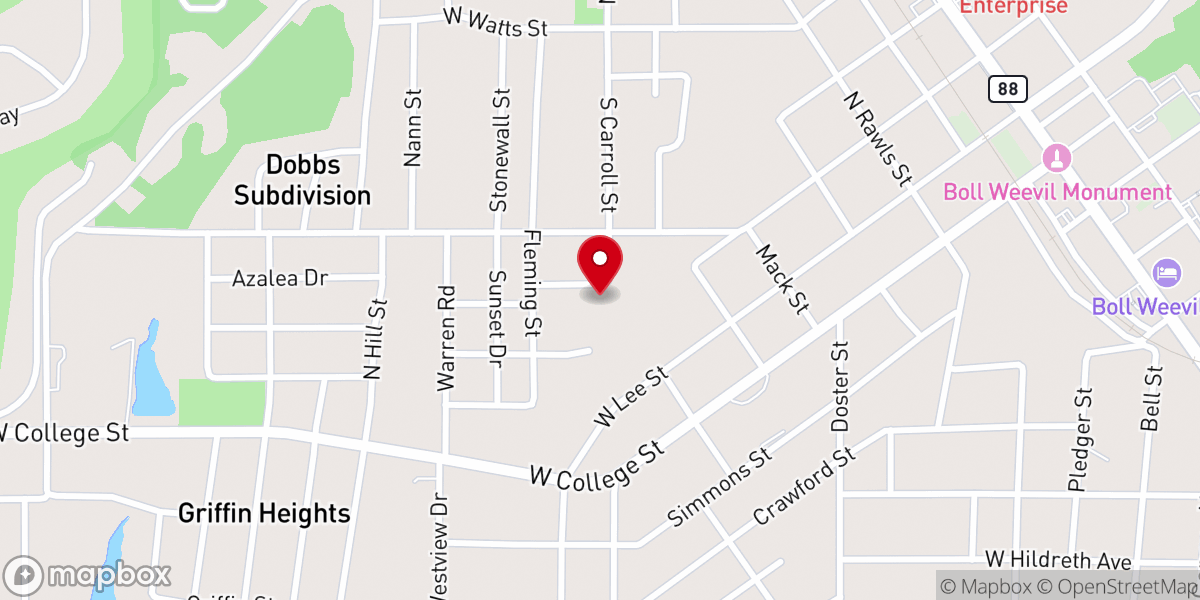 Map showing location of New Bethel C.O.G.I.C Of Enterprise, AL.