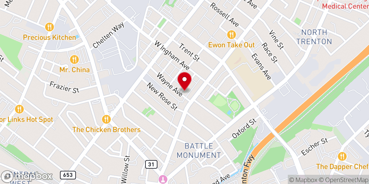 Map showing location of Wayne Avenue Baptist Church
