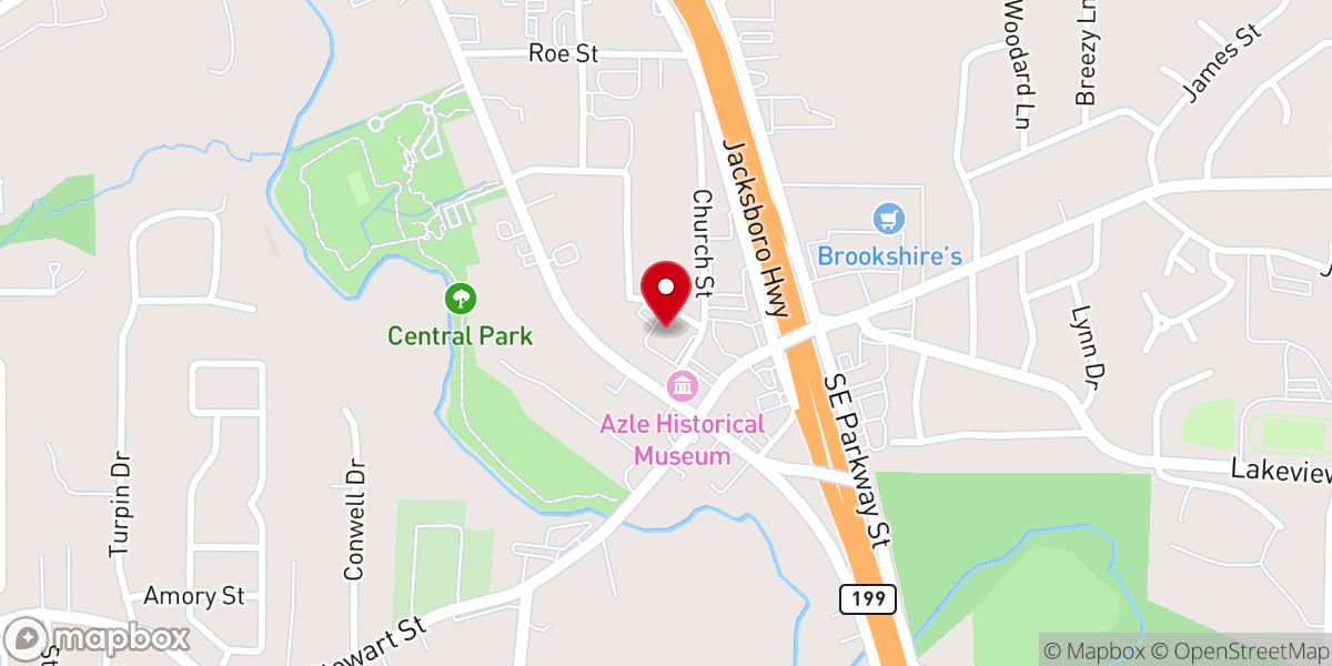 Map showing location of Azle Christian Church