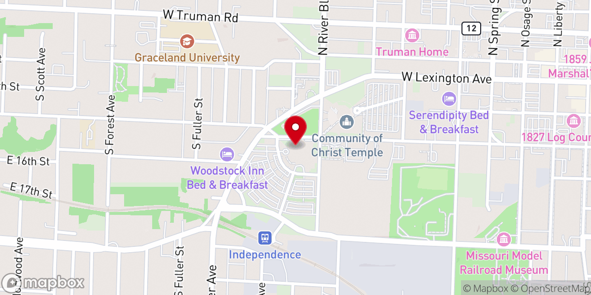Map showing location of Community of Christ - The Auditorium