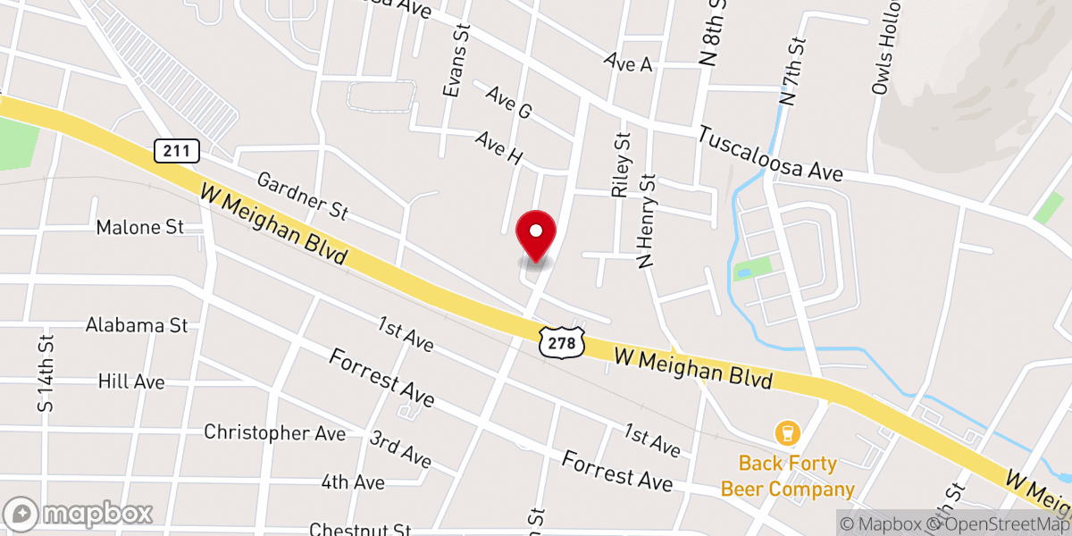 Map showing location of MT Pilgrim Baptist Church