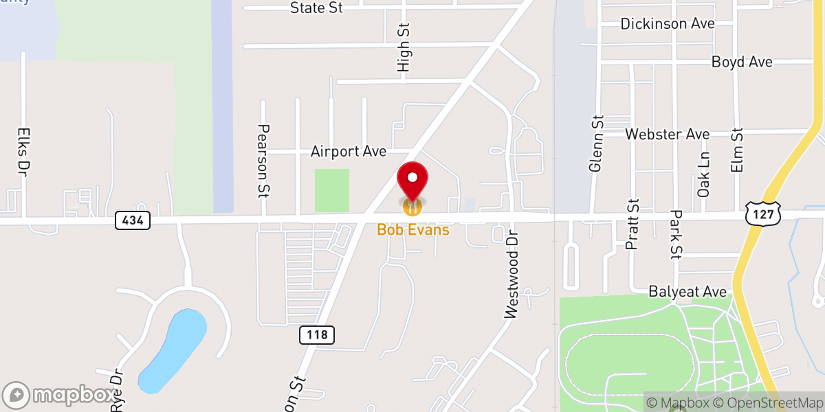 Map showing location of Bob Evans