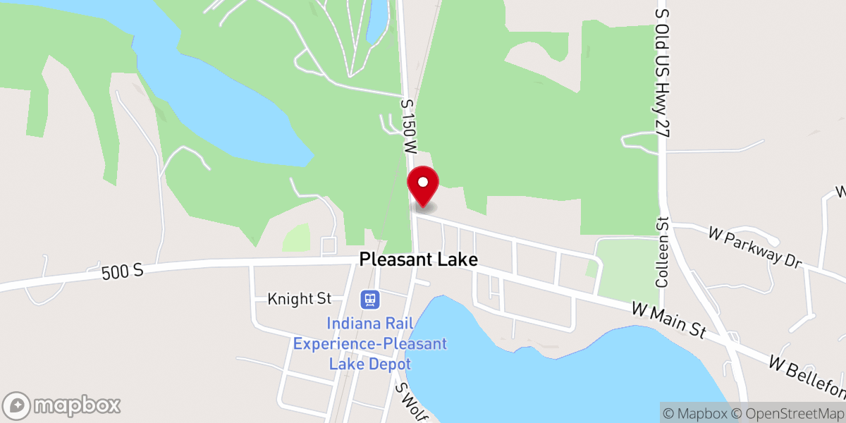 Map showing location of Pleasant Lake Baptist Church